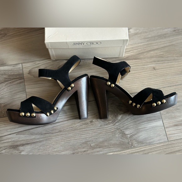 Jimmy Choo Urban Sue in Black Suede and Gold NWT - Picture 7 of 10